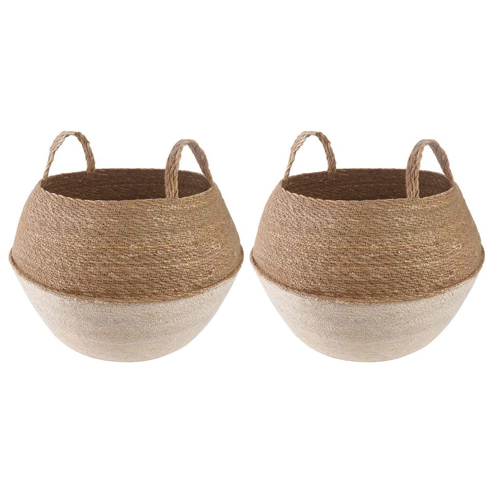 Pot de plante avec poignées 2 pc blanc ø 45 x 36 cm