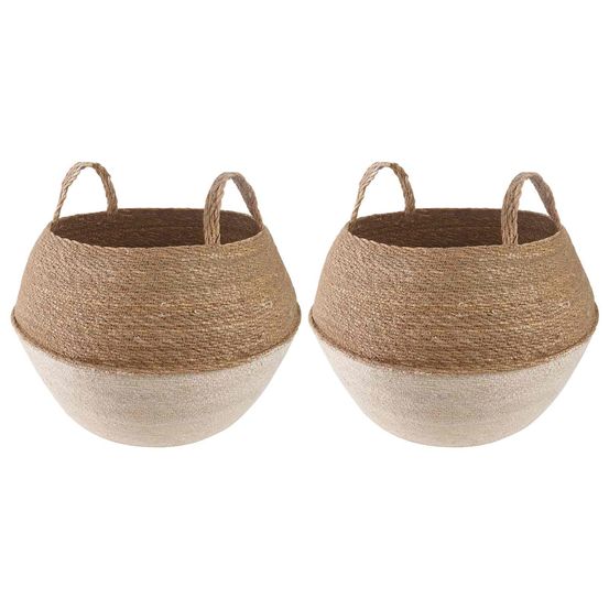 Pot de plante avec poignées 2 pc blanc ø 45 x 36 cm