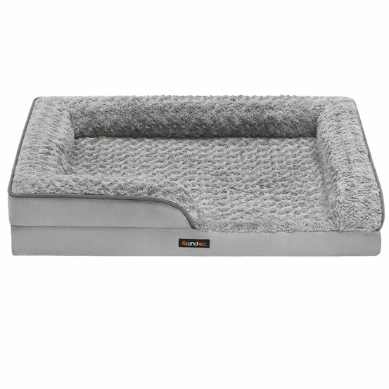 Panier pour chien lit pour animal orthopédique mousse alvéolée bords surélevés rembourrés housse amovible en tissu peluche au