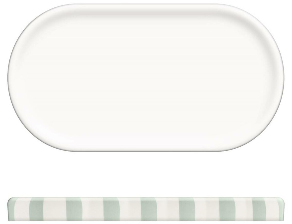 5five - plateau strio 24cm rayures vert céladon en grès