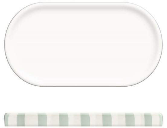 5five - plateau strio 24cm rayures vert céladon en grès