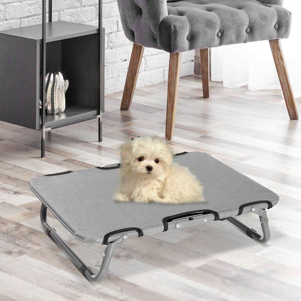 Lit de camp chien surélevé acier pliable petit chien chat extérieur gris 59x46cm - comfortxl pet living