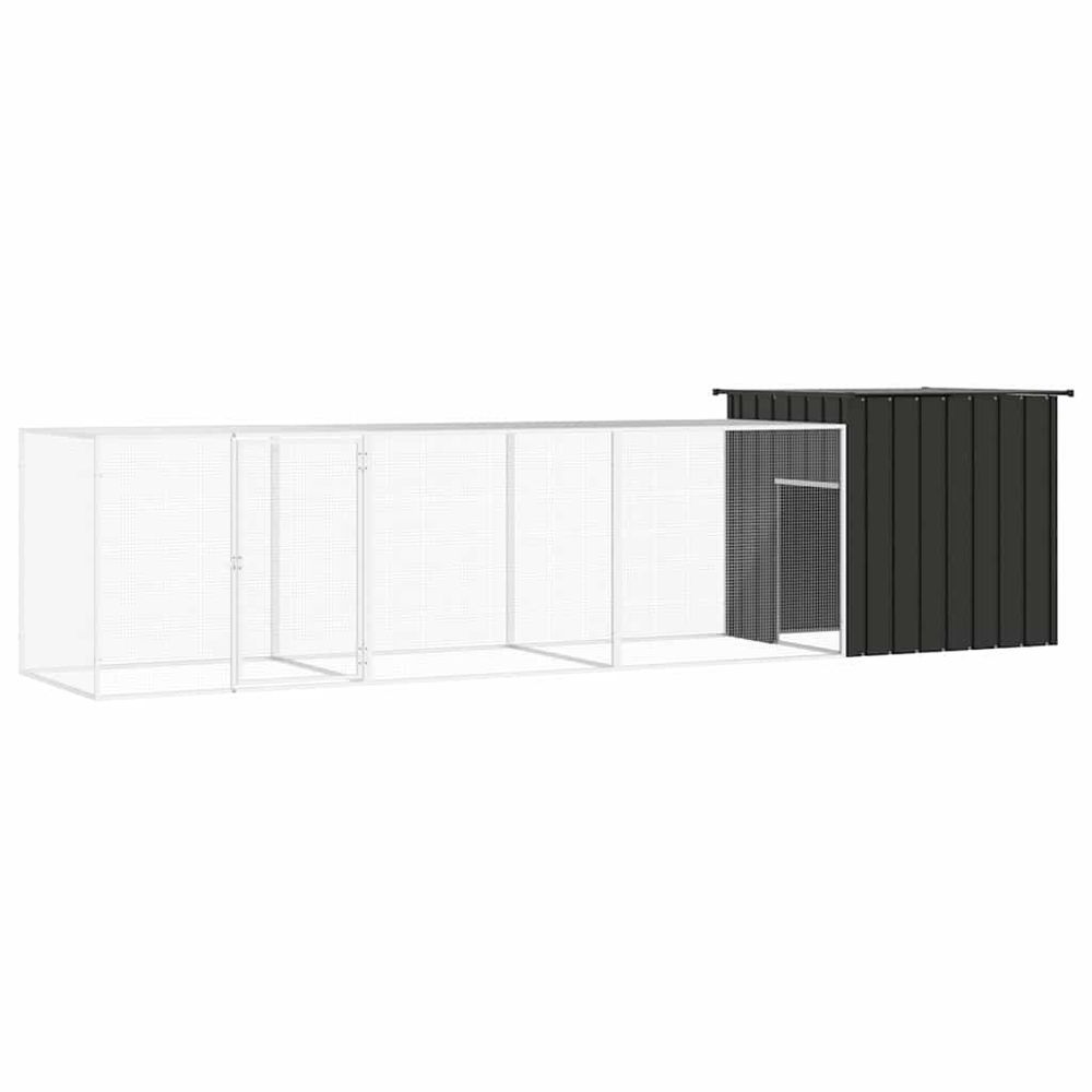 Poulailler acier galvanisé enclos volailles avec extensions 400x91x100cm anthracite