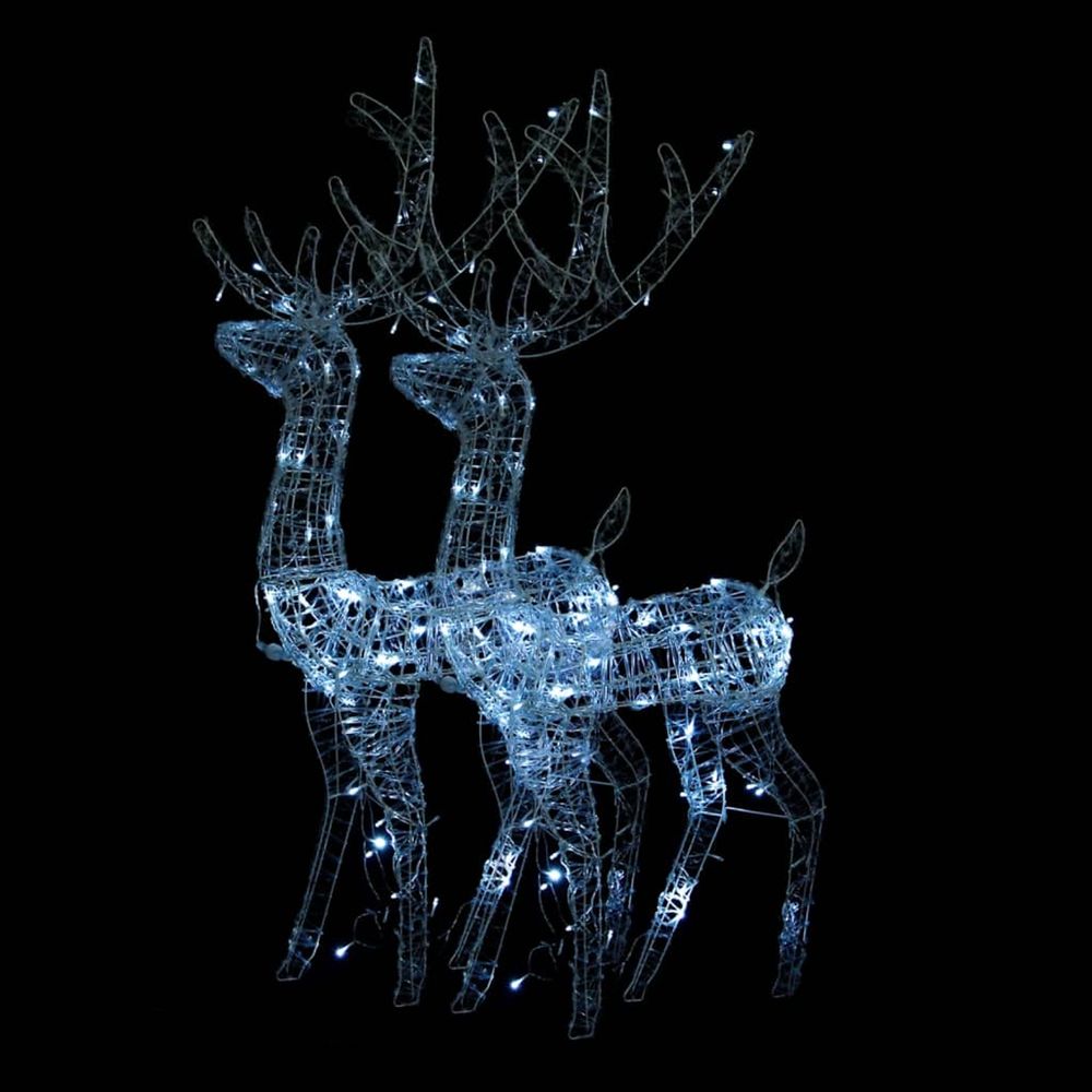 Décorations de noël de renne acrylique 2 pcs 128 cm blanc froid