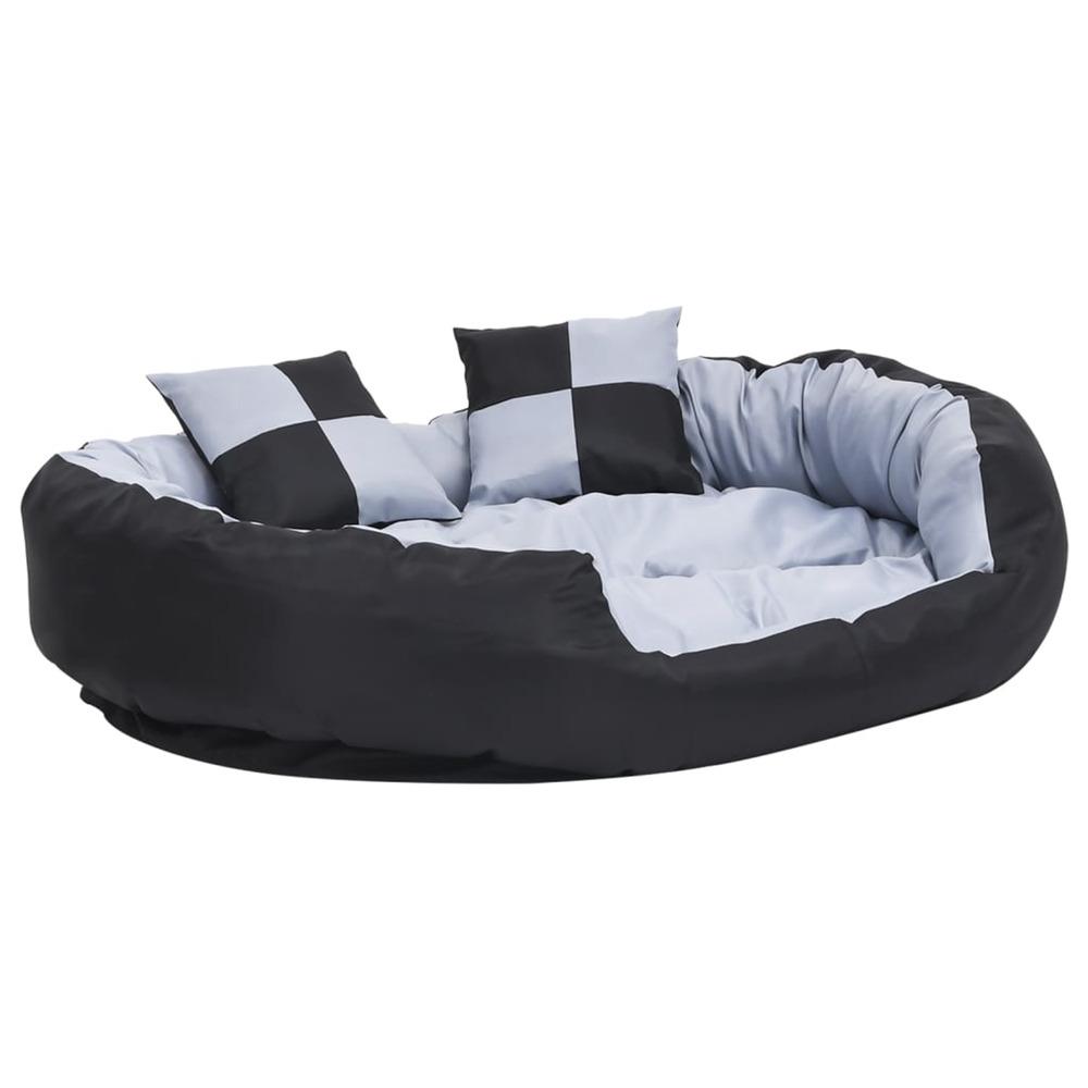 Coussin réversible lavable pour chien gris et noir 110x80x23 cm