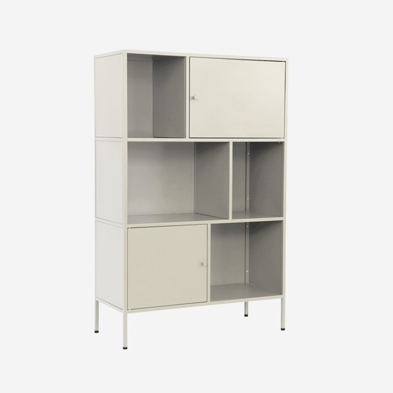 Buffet, meuble de rangement industriel métal 6 compartiments, l 80 x p 35 x h 125cm - oklahoma