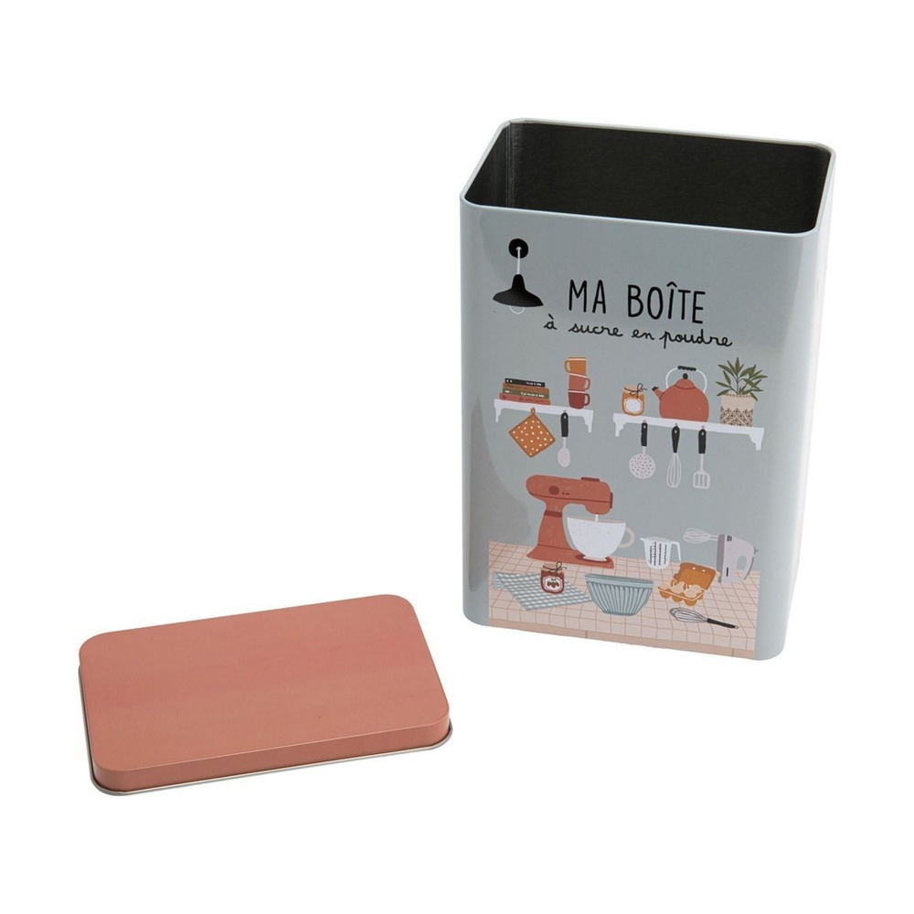 Boîte à sucres en poudre en métal avec imprimés