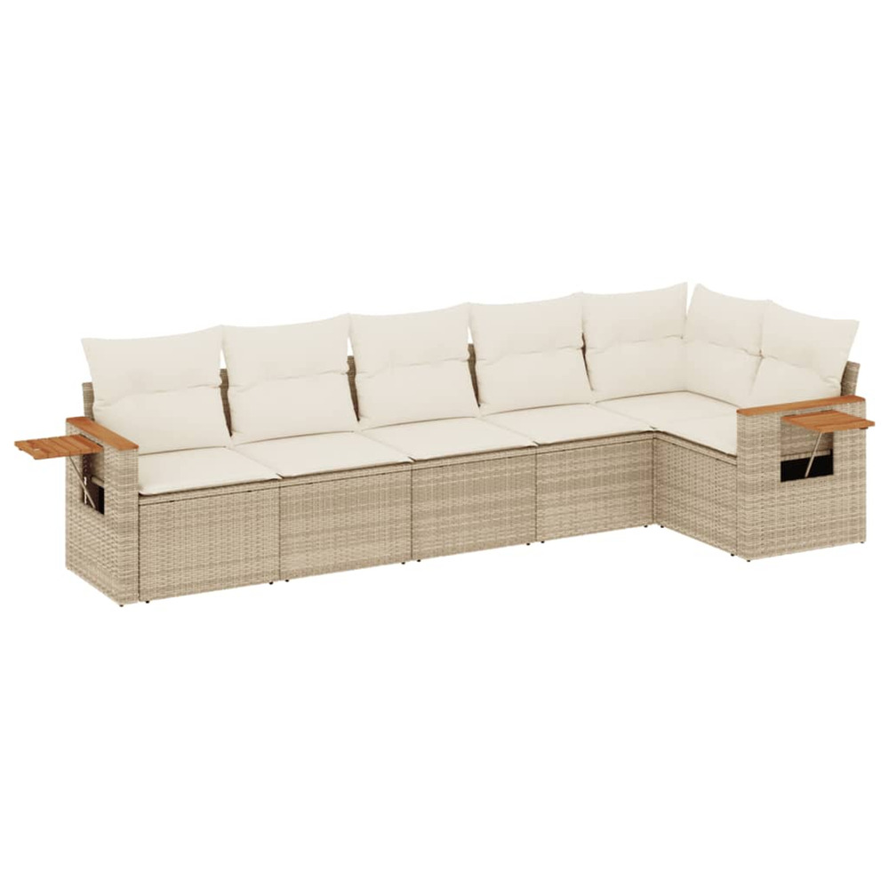 Salon de jardin avec coussins 6 pcs beige résine tressée