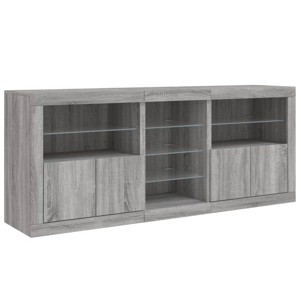 Buffet bahut commode armoire meuble de rangement organisateur cuisine salle de séjour salon avec lumières led sonoma 181,5 x