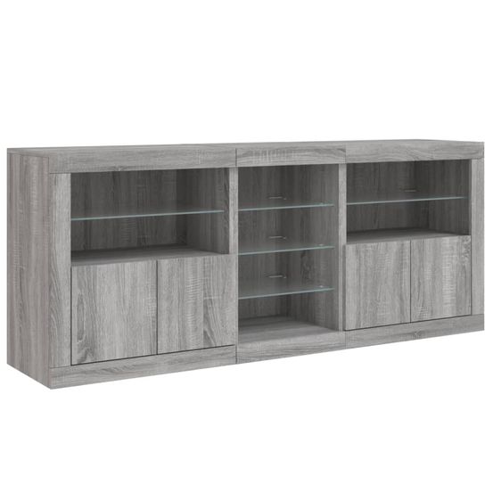 Buffet bahut commode armoire meuble de rangement organisateur cuisine salle de séjour salon avec lumières led sonoma 181,5 x