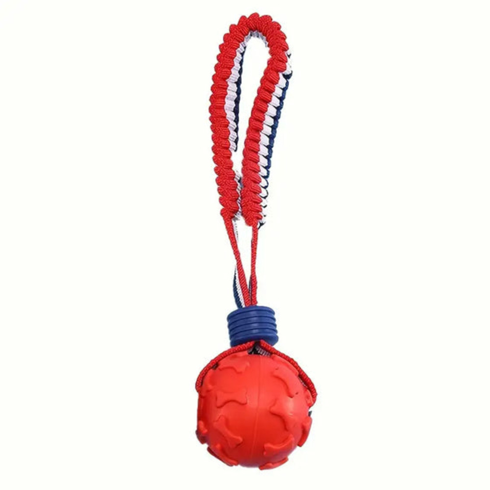 Balle avec corde 4,5cm pour chien, francecroquettes