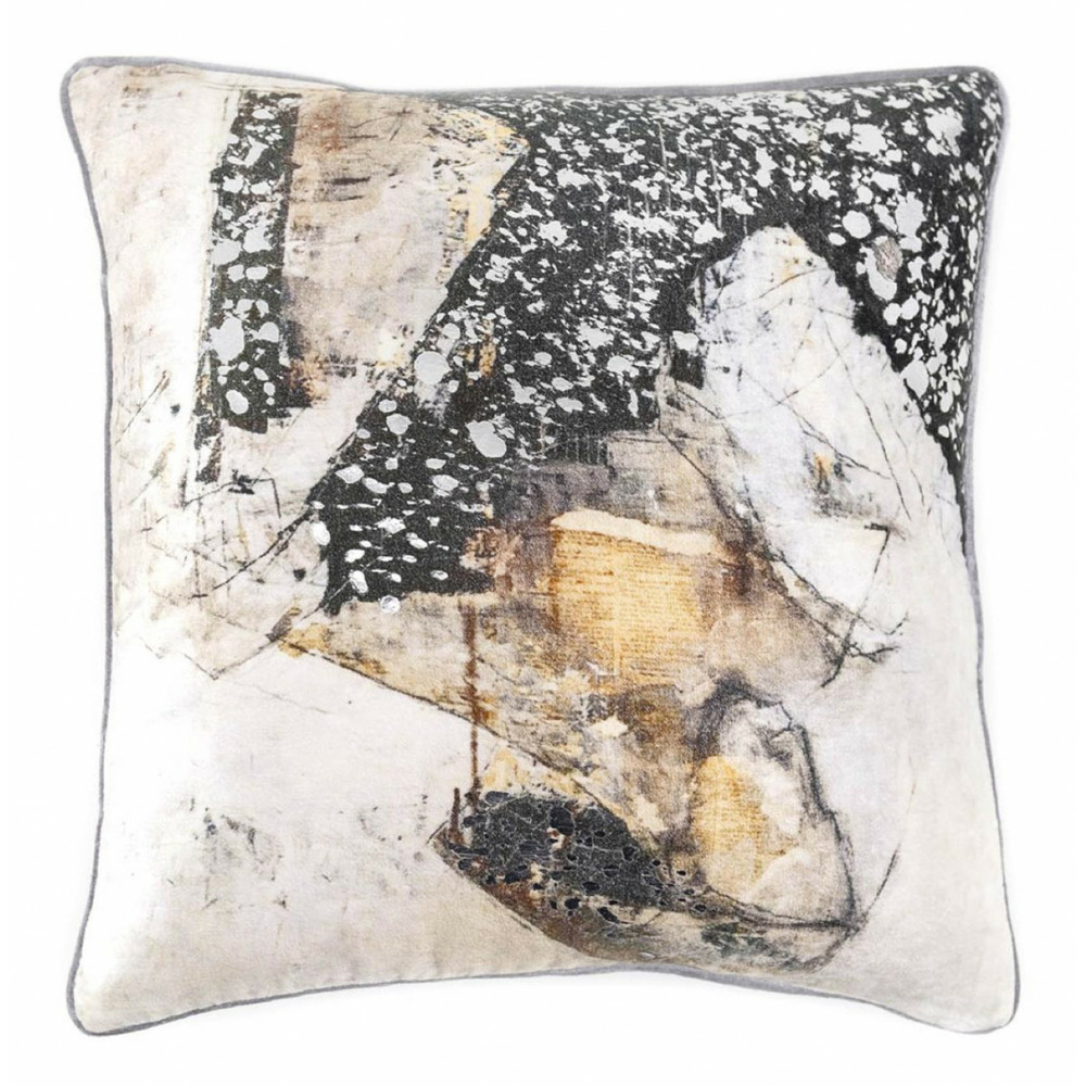 Coussin viscose gris - décoration d'autrefois