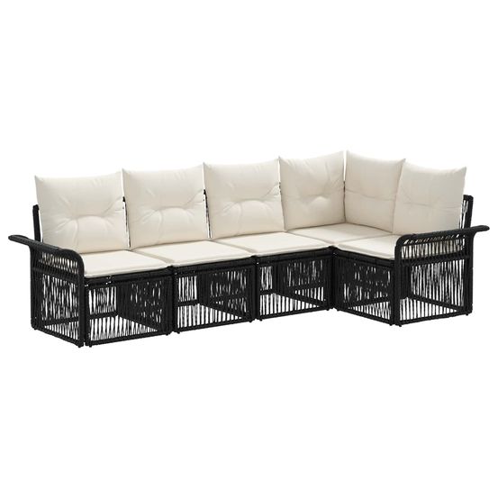 Ensemble de canapé de jardin 5 pc noir polyrotin