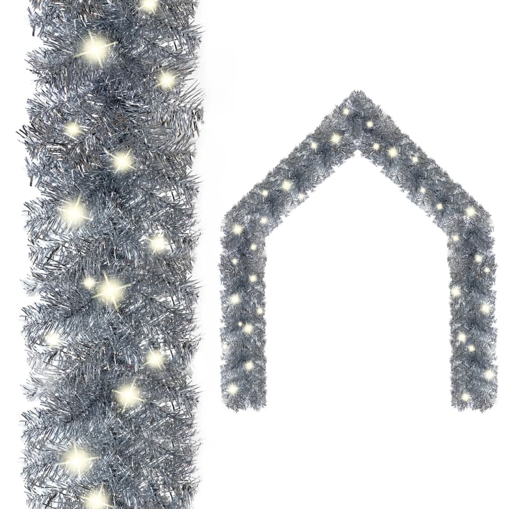 Guirlande de noël avec lumières led 10 m argenté