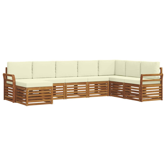 Ensemble de canapé d'angle avec coussin 8 pcs naturel et crème