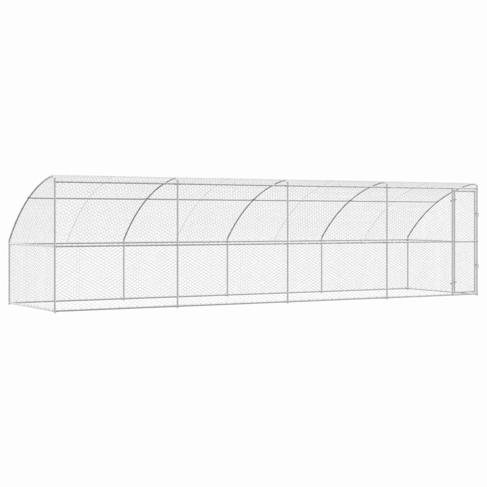 Kennel pour chiens 4 pc argenté 8 x 2 x 2 m acier galvanisé