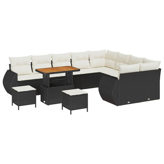 Ensemble de canapé de jardin avec coussin 12 pcs noir et crème