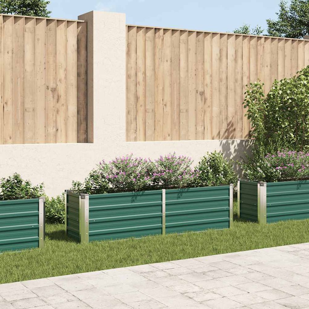 Bac à fleurs rectangulaire acier galvanisé pour potager vert 160x40x45cm