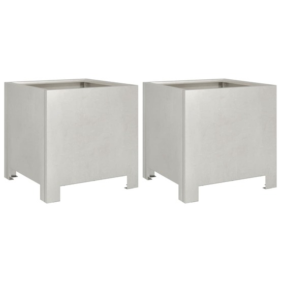 Jardinière bac lit surélevé plantes fleurs jardin terrasses lot de 2 30 x 30 x 30 cm acier inoxydable argent