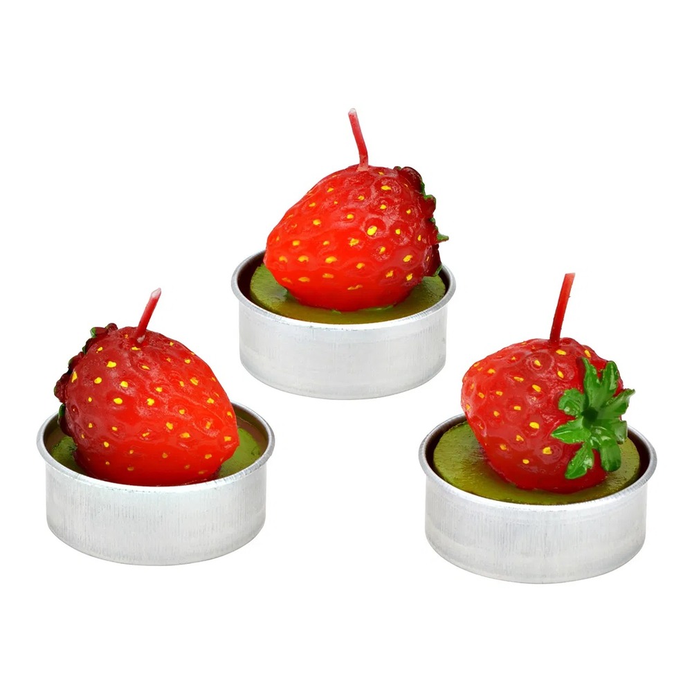 Bougies chauffe-plat fraise en cire set de 6