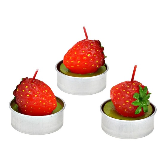 Bougies chauffe-plat fraise en cire set de 6