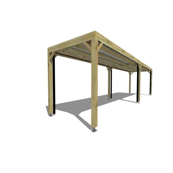 Carport bois autoportant 21 m² • 10 x 2 m • hauteur de passage 2,37 m • sens largeur • livraison comprise