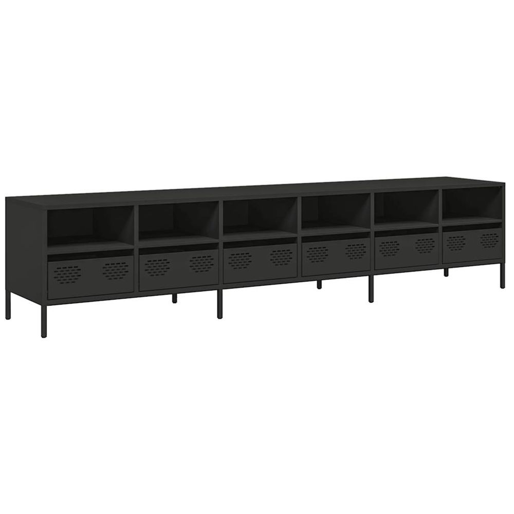 Meuble tv noir 202x39x43,5 cm acier laminé à froid