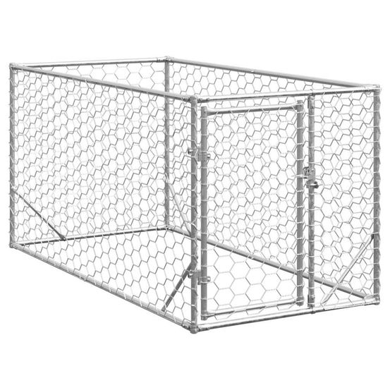 Niche d'extérieur pour chien avec porte, 2 x 1 x 1 m, acier galvanisé