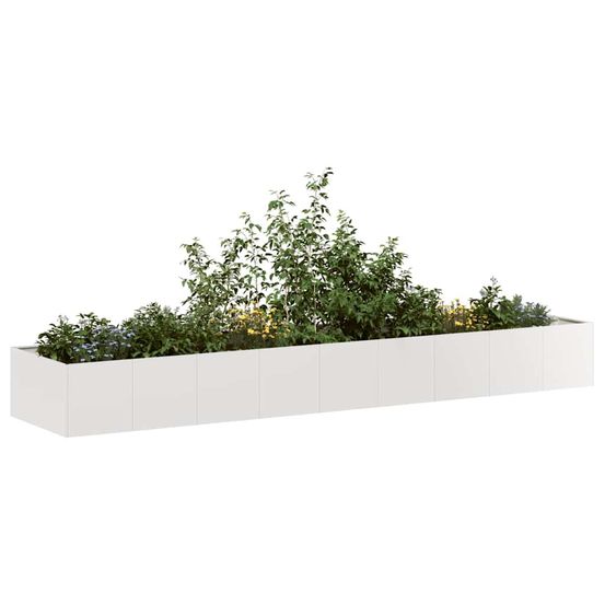 Immense bac de culture rectangulaire en acier inoxydable design épuré pour espaces verts argent 360x80x40cm