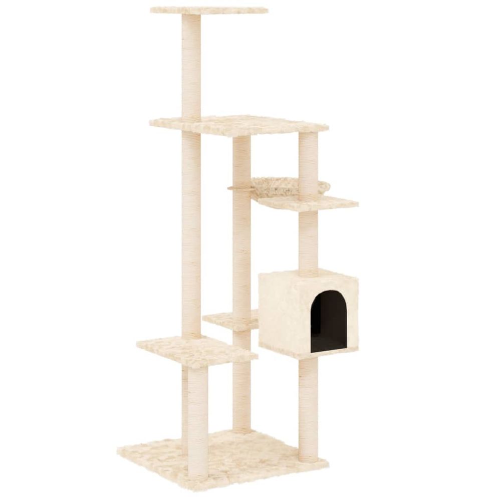 Arbre à chat avec griffoirs en sisal crème 142 cm