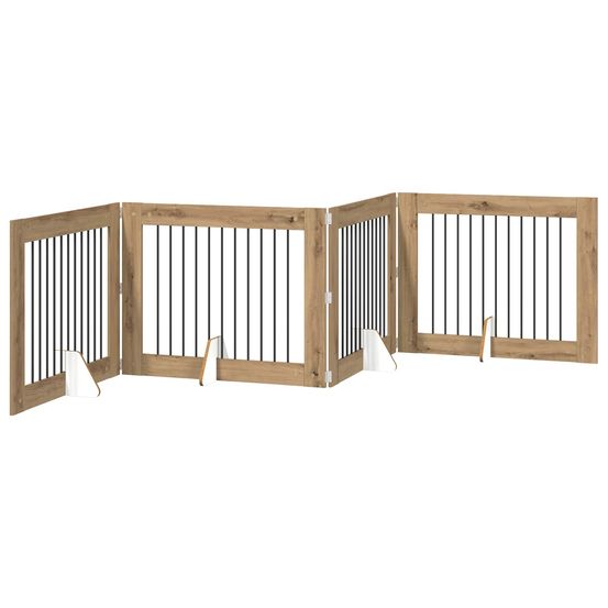 Porte de chien pliable avec supports 4 pc chêne artisanal
