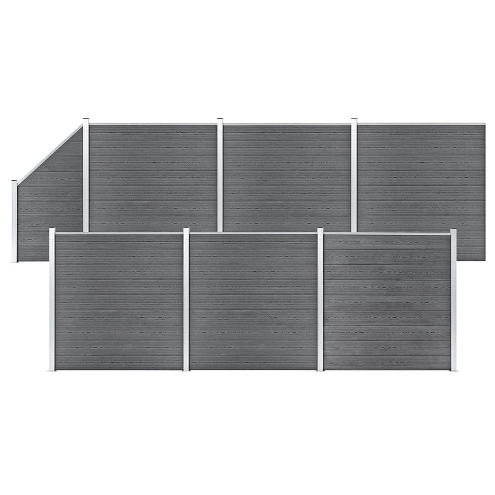 Ensemble de clôture wpc 6 carré + 1 incliné 1138x186 cm gris