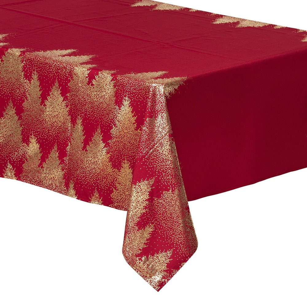 Nappe rectangulaire 140x240 cm sapin rouge or