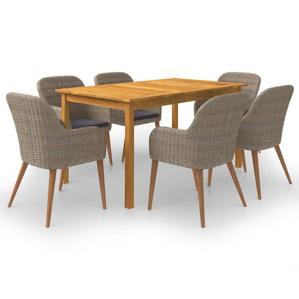 Ensemble à manger de jardin 7 pcs marron