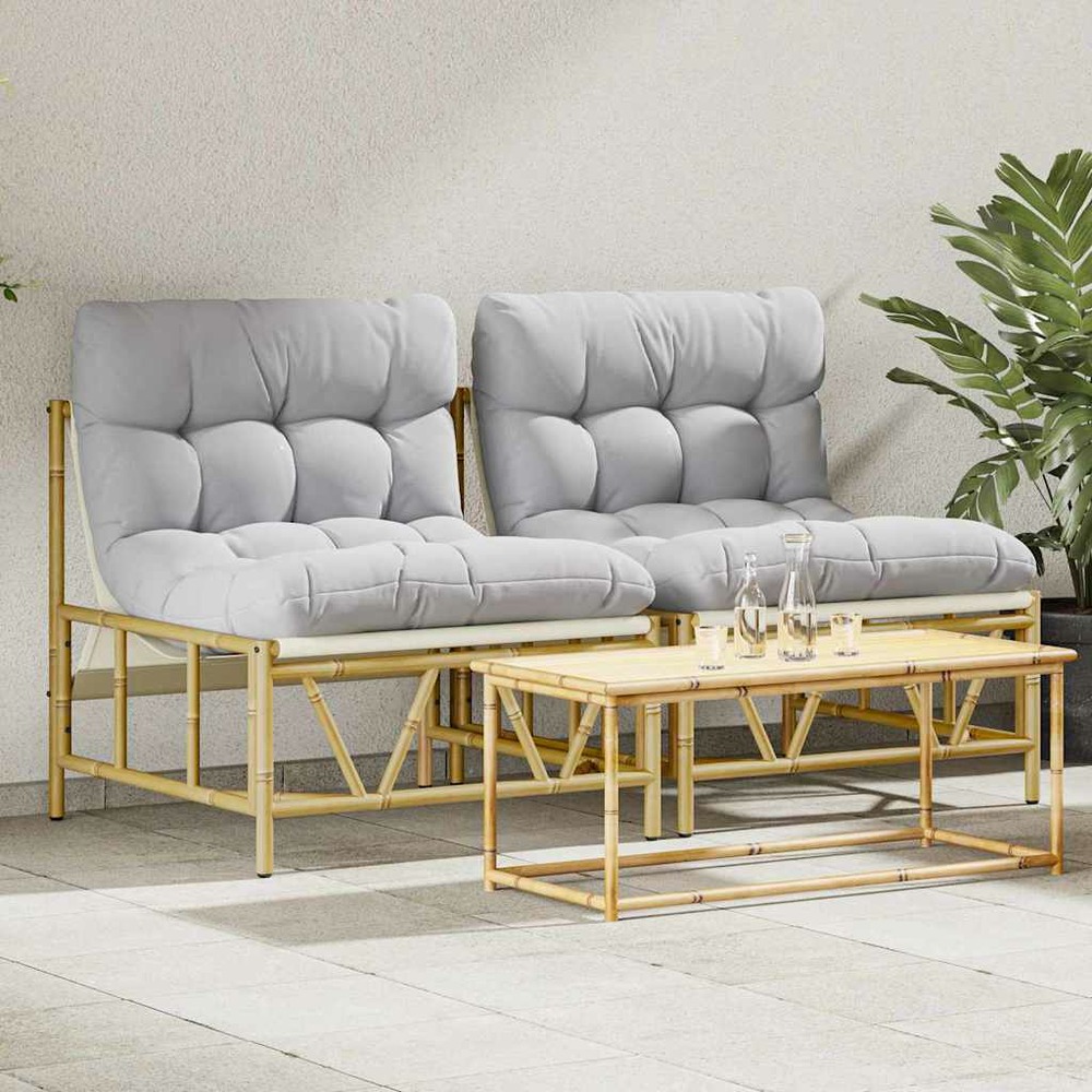 Sièges extérieurs avec coussin 2 pcs gris clair acier