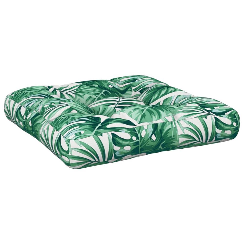 Coussin de palette motif de feuilles 50x50x12 cm tissu