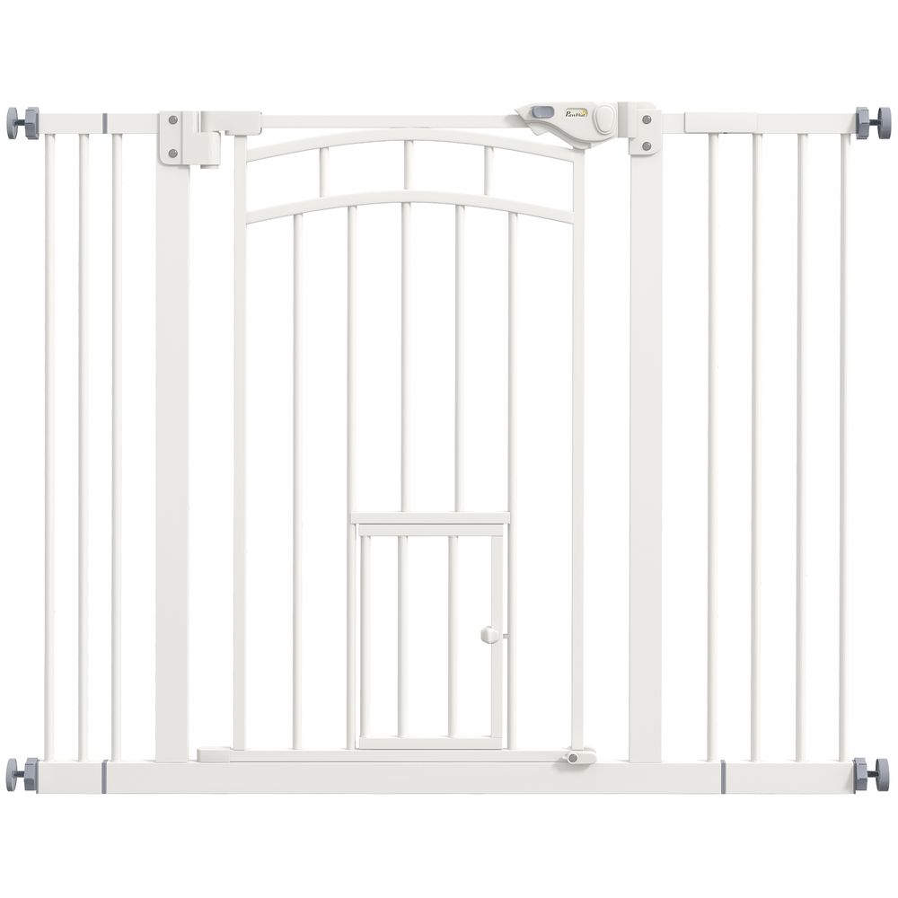 Barrière chien acier blanc 74-100 x 76 cm porte escalier fermeture automatique
