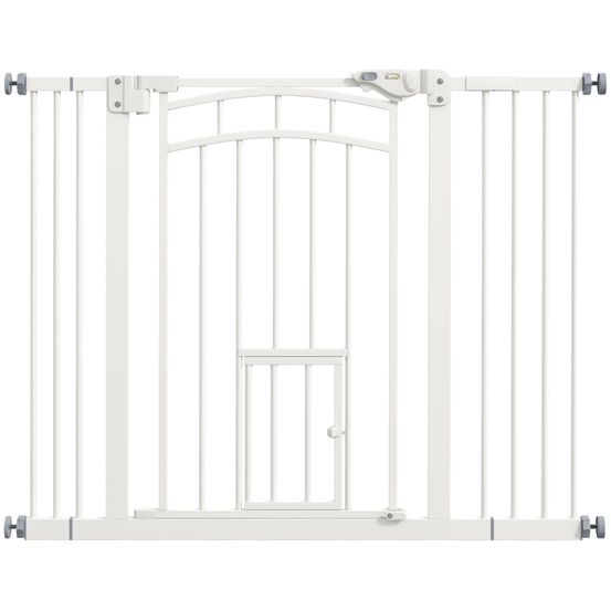 Barrière chien acier blanc 74-100 x 76 cm porte escalier fermeture automatique