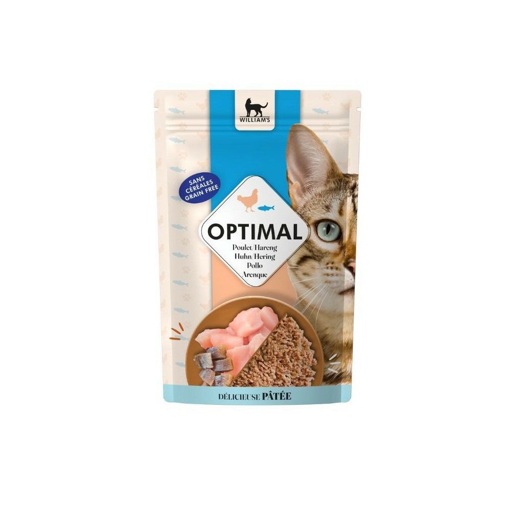 Pâtée pour chat au poulet et hareng william's optimal - 85 g
