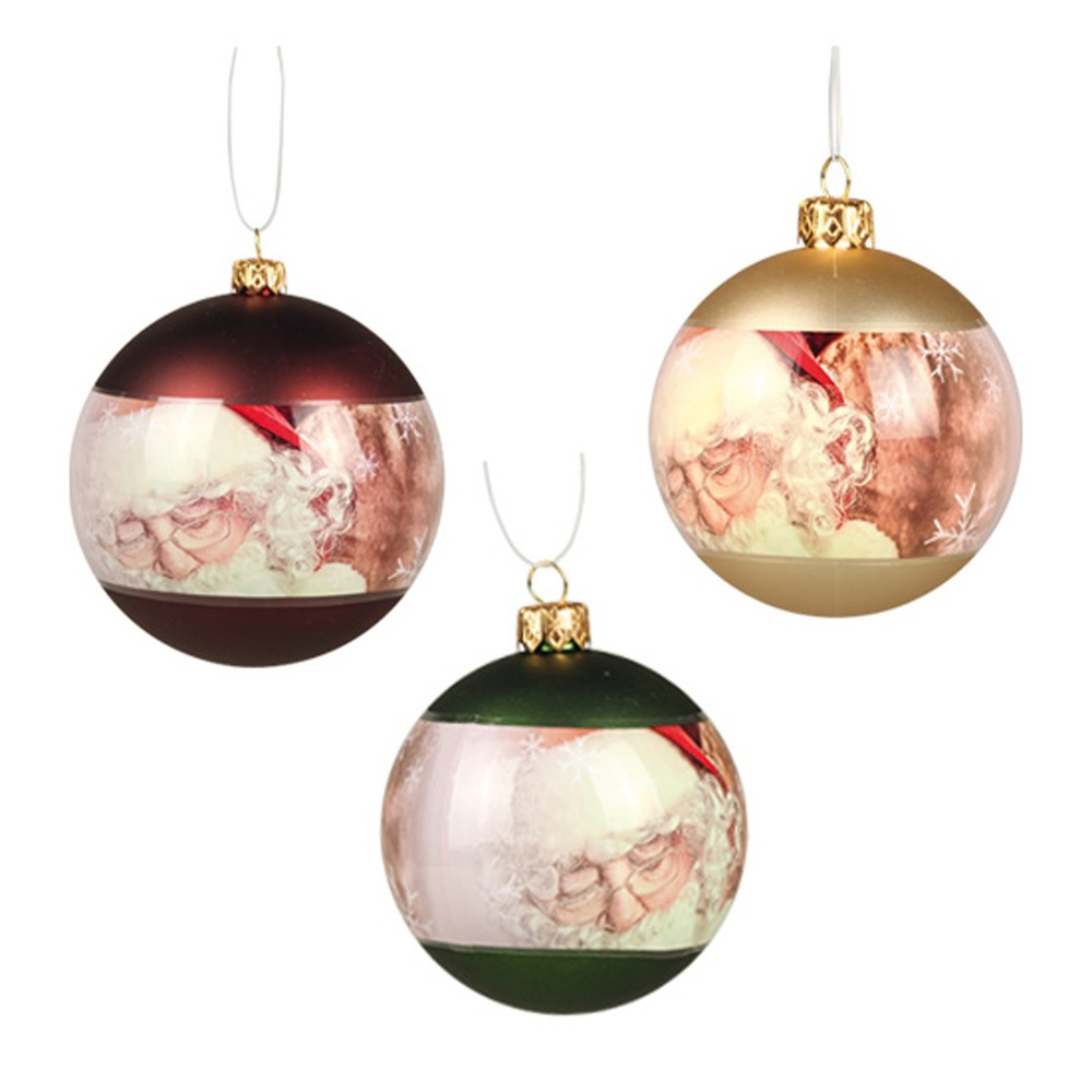 Lot de 3 boules de noël décorées père noël