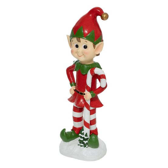 Déco lumineuse lutin rouge et vert led blanc chaud h 91.5 cm