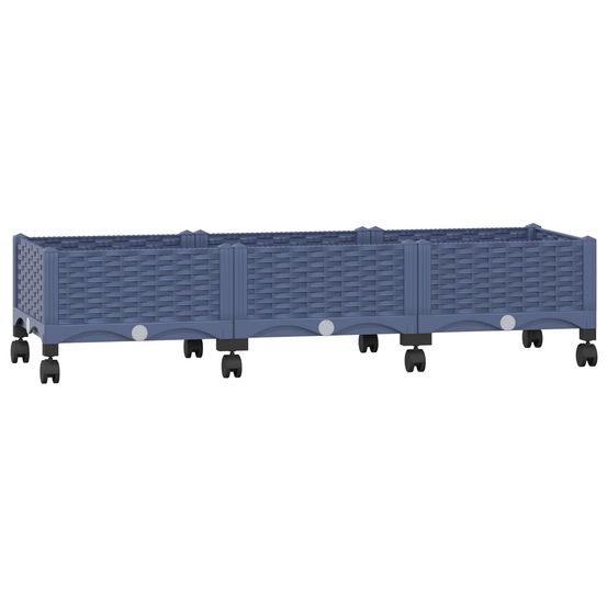 Jardinière d'extérieur avec roues gris bleu 120 x 40 x 29 cm pp