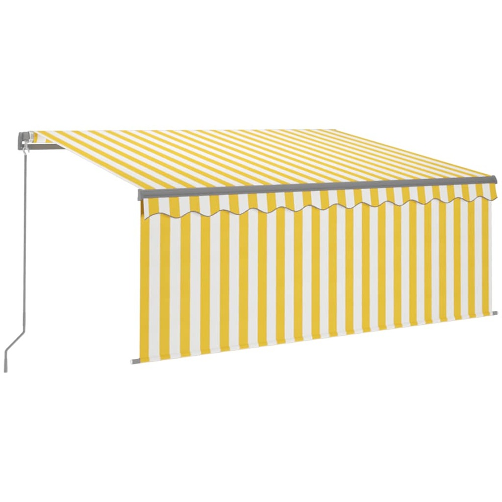 Auvent rétractable manuel avec store 3,5x2,5 m jaune et blanc