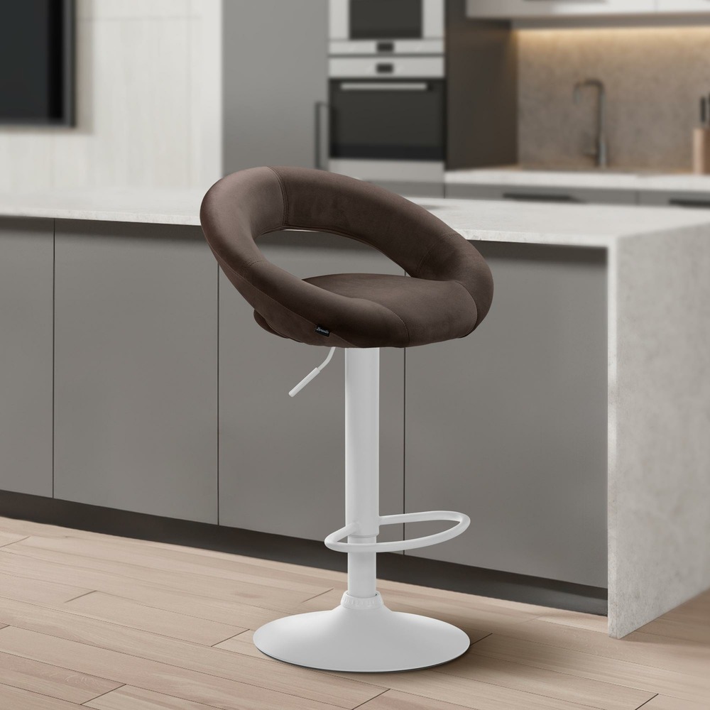 Tabouret de bar olinda velours blanc