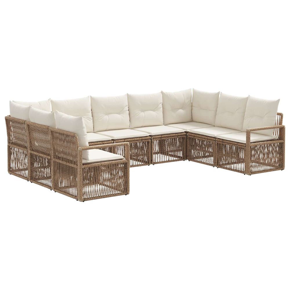 Ensemble de canapé de jardin 9 pc beige polyrotin