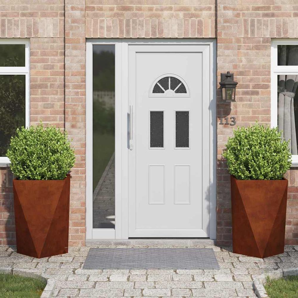 Lot de 2 jardinières hautes en acier corten effet rouillé 50x50x75 cm
