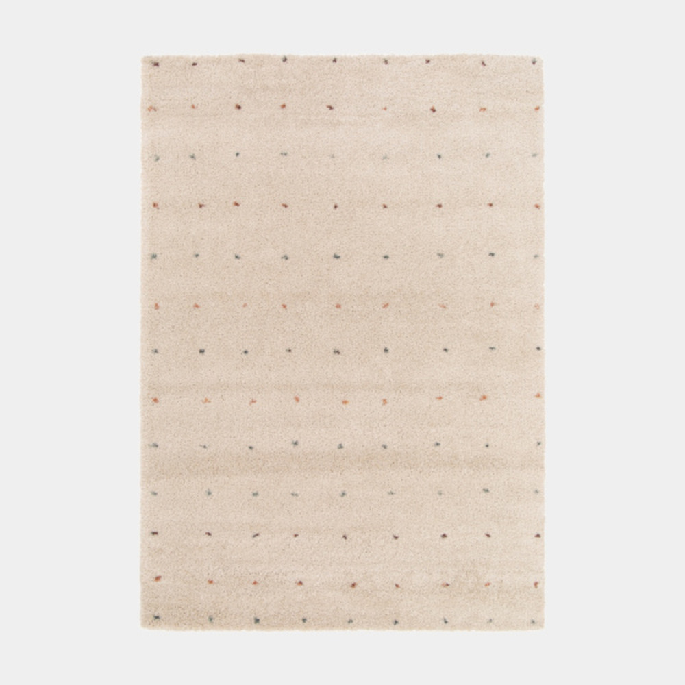 Tapis doux à poils longs - sofia - écru et pois colorés - 120 x 170 cm