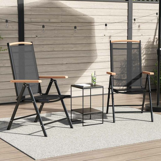 Chaises de jardin pliables lot de 2 aluminium et textilène noir