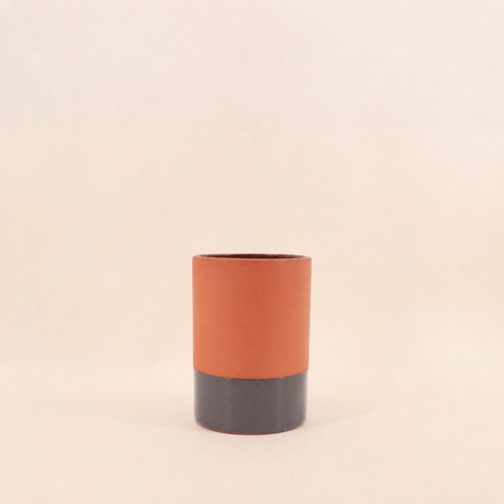 Vase tube en céramique bicolore 17cm