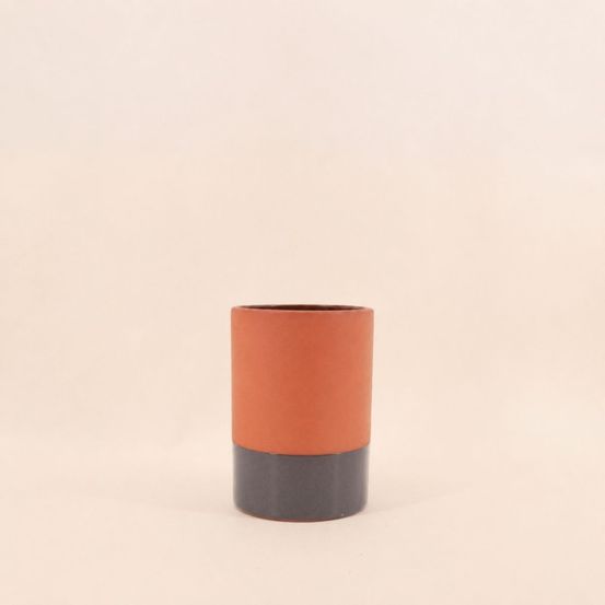 Vase tube en céramique bicolore 17cm